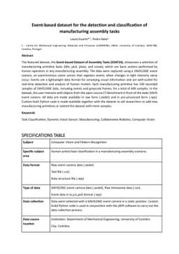 Event-based dataset for the detection and classification of
  manufacturing assembly tasks