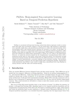 PhiNets: Brain-inspired Non-contrastive Learning Based on Temporal Prediction Hypothesis