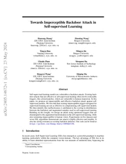 Invisible Backdoor Attack against Self-supervised Learning