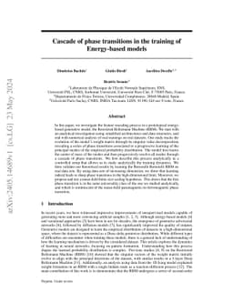 Cascade of phase transitions in the training of Energy-based models