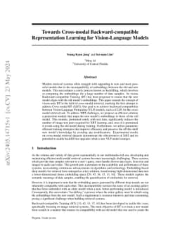 Towards Cross-modal Backward-compatible Representation Learning for
  Vision-Language Models