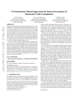 A Transformer-Based Approach for Smart Invocation of Automatic Code
  Completion