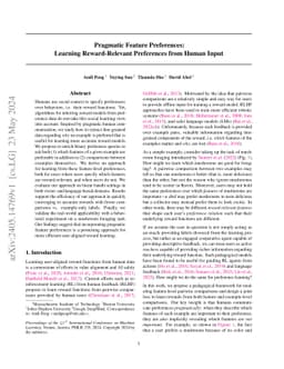 Pragmatic Feature Preferences: Learning Reward-Relevant Preferences from
  Human Input