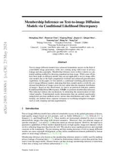 Membership Inference on Text-to-Image Diffusion Models via Conditional
  Likelihood Discrepancy