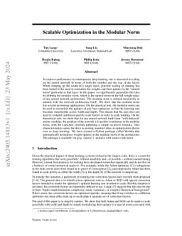 Scalable Optimization in the Modular Norm
