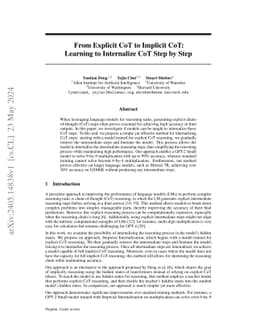 From Explicit CoT to Implicit CoT: Learning to Internalize CoT Step by
  Step