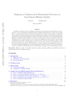 Adapting to Unknown Low-Dimensional Structures in Score-Based Diffusion Models