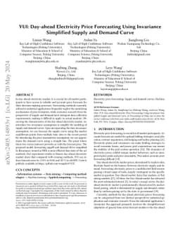 YUI: Day-ahead Electricity Price Forecasting Using Invariance Simplified
  Supply and Demand Curve