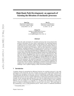 High Rank Path Development: an approach of learning the filtration of
  stochastic processes