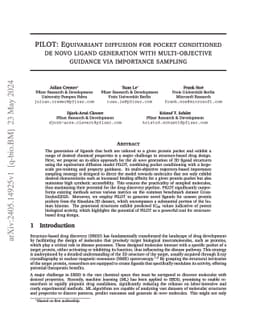 PILOT: Equivariant diffusion for pocket conditioned de novo ligand
  generation with multi-objective guidance via importance sampling
