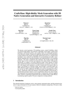 CraftsMan: High-fidelity Mesh Generation with 3D Native Generation and
  Interactive Geometry Refiner