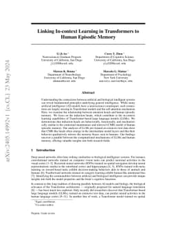 Linking In-context Learning in Transformers to Human Episodic Memory