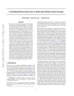 Controlling Behavioral Diversity in Multi-Agent Reinforcement Learning
