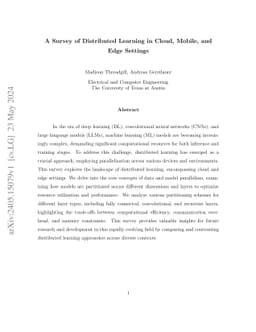 A Survey of Distributed Learning in Cloud, Mobile, and Edge Settings