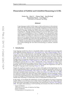 Dissociation of Faithful and Unfaithful Reasoning in LLMs