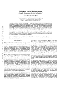 Social Zone as a Barrier Function for Socially-Compliant Robot
  Navigation