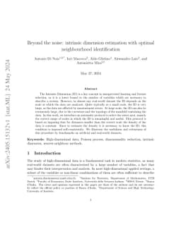 Beyond the noise: intrinsic dimension estimation with optimal
  neighbourhood identification