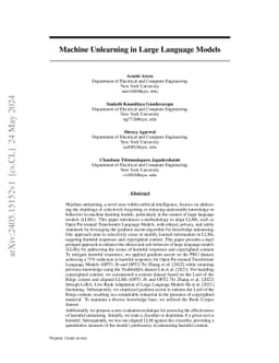Machine Unlearning in Large Language Models
