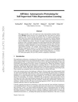 ARVideo: Autoregressive Pretraining for Self-Supervised Video
  Representation Learning