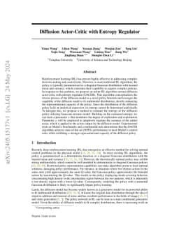 Diffusion Actor-Critic with Entropy Regulator