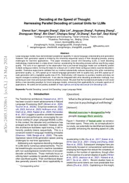 Decoding at the Speed of Thought: Harnessing Parallel Decoding of
  Lexical Units for LLMs