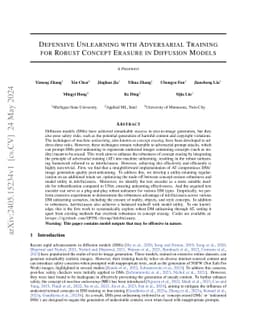 Defensive Unlearning with Adversarial Training for Robust Concept
  Erasure in Diffusion Models