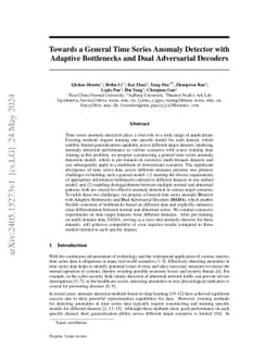 Towards a General Time Series Anomaly Detector with Adaptive Bottlenecks and Dual Adversarial Decoders