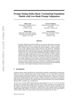 Prompt Tuning Strikes Back: Customizing Foundation Models with Low-Rank
  Prompt Adaptation