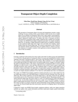 Transparent Object Depth Completion
