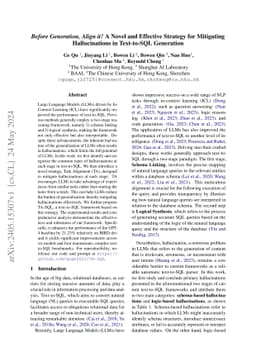 Before Generation, Align it! A Novel and Effective Strategy for
  Mitigating Hallucinations in Text-to-SQL Generation