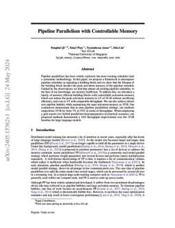 Pipeline Parallelism with Controllable Memory