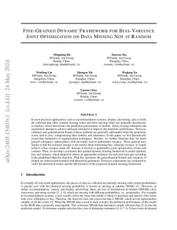 Fine-Grained Dynamic Framework for Bias-Variance Joint Optimization on
  Data Missing Not at Random