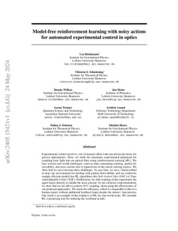 Model-free reinforcement learning with noisy actions for automated experimental control in optics