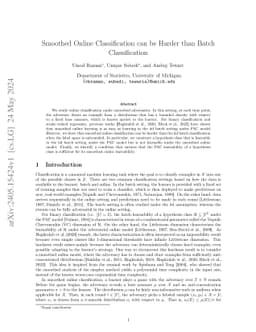 Smoothed Online Classification can be Harder than Batch Classification
