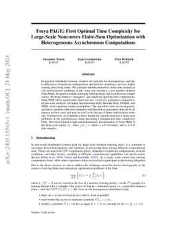 Freya PAGE: First Optimal Time Complexity for Large-Scale Nonconvex
  Finite-Sum Optimization with Heterogeneous Asynchronous Computations