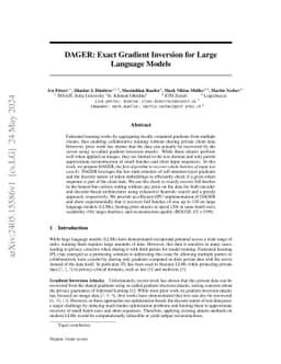 DAGER: Exact Gradient Inversion for Large Language Models