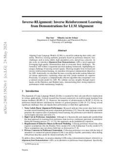 Inverse-RLignment: Large Language Model Alignment from Demonstrations through Inverse Reinforcement Learning