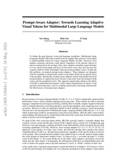 Prompt-Aware Adapter: Towards Learning Adaptive Visual Tokens for
  Multimodal Large Language Models