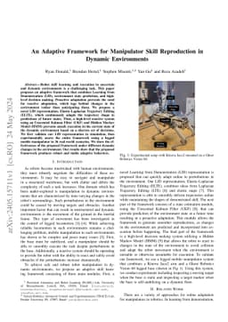 An Adaptive Framework for Manipulator Skill Reproduction in Dynamic
  Environments