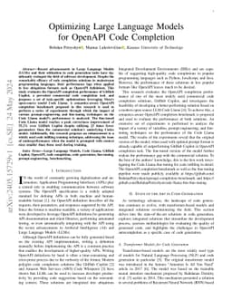 Optimizing Large Language Models for OpenAPI Code Completion