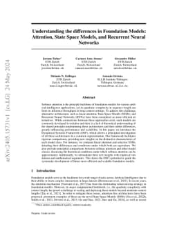 Understanding the differences in Foundation Models: Attention, State
  Space Models, and Recurrent Neural Networks