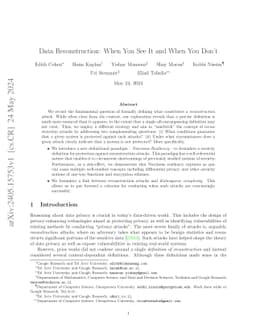 Data Reconstruction: When You See It and When You Don't