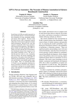 GPT is Not an Annotator: The Necessity of Human Annotation in Fairness
  Benchmark Construction