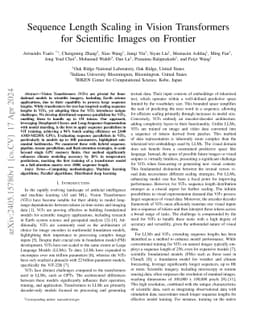 Sequence Length Scaling in Vision Transformers for Scientific Images on
  Frontier