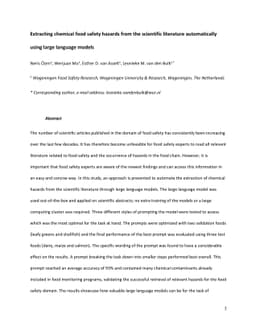 Extracting chemical food safety hazards from the scientific literature
  automatically using large language models