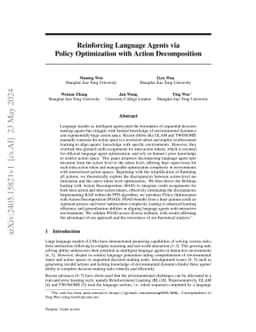Reinforcing Language Agents via Policy Optimization with Action
  Decomposition