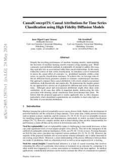 CausalConceptTS: Causal Attributions for Time Series Classification
  using High Fidelity Diffusion Models