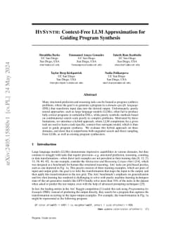 HYSYNTH: Context-Free LLM Approximation for Guiding Program Synthesis