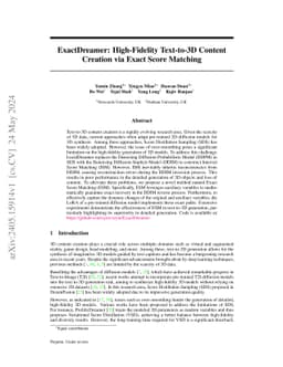 ExactDreamer: High-Fidelity Text-to-3D Content Creation via Exact Score
  Matching