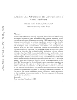 Activator: GLU Activation Function as the Core Component of a Vision
  Transformer